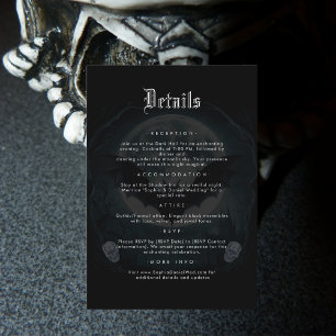 Carte D'accompagnement Moon Skull Bats Gothique Mariage noir Détails