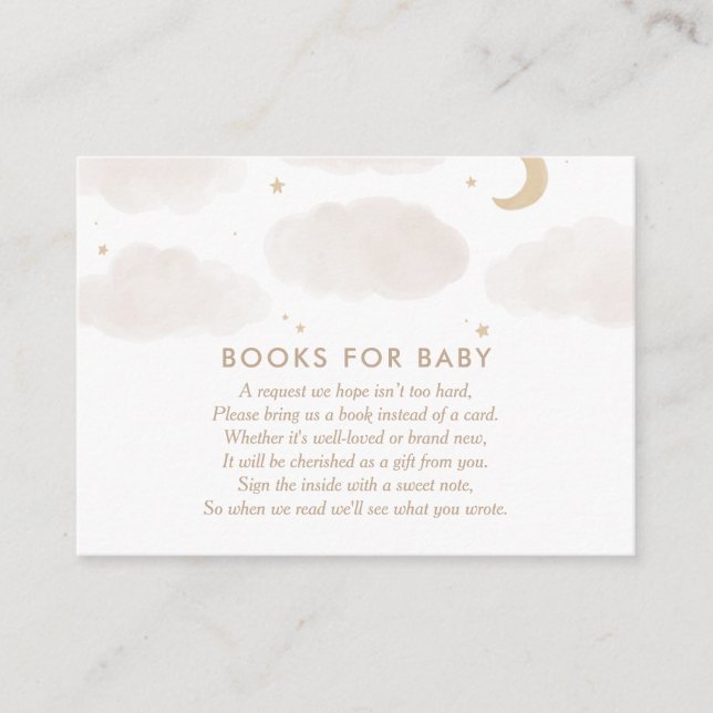 Carte D'accompagnement Moon Stars Baby shower Livres Pour Baby Request En (Devant)
