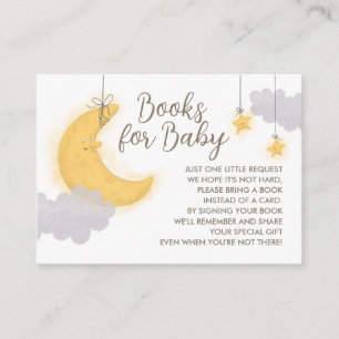 Carte D'accompagnement Moon Stars Grey Nuages Neutres Baby showers Livres