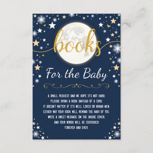 Carte D'accompagnement Moon & Stars Livres pour bébé Twinkle Star Douche (Devant)