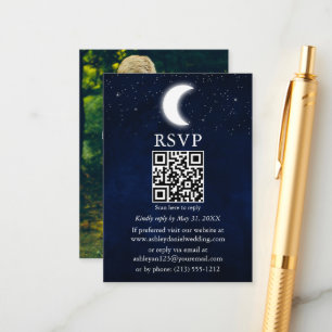 Carte D'accompagnement Moon Stars Mariage céleste QR Photo RSVP