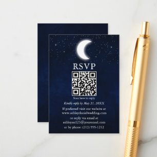 Carte D'accompagnement Moon Stars Mariage céleste QR RSVP