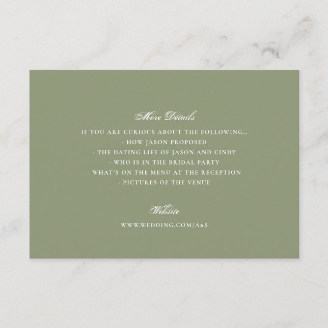 Carte D'accompagnement Moss Green Formal Classic Mariage élégant (Devant)