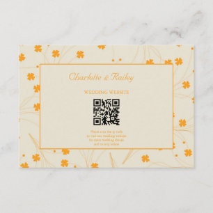 Carte D'accompagnement Motif à fleurs les années 70 beige orange rétro Y2