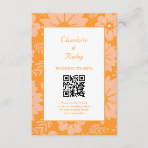 Carte D'accompagnement Motif à fleurs orange Fuzz Vintage rétro