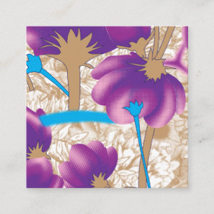 Carte D'accompagnement Motif floral vif avec violet et bleu f