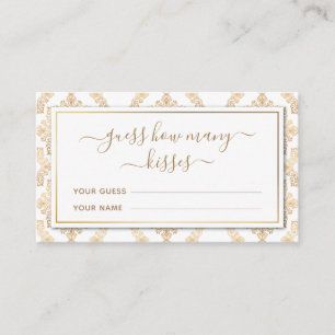 Carte D'accompagnement Motif Orné Doré Jeu Devine Combien de Bisous