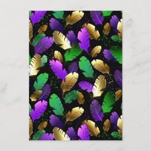 Carte D'accompagnement Motif sans couture avec des plumes de Mardi Gras