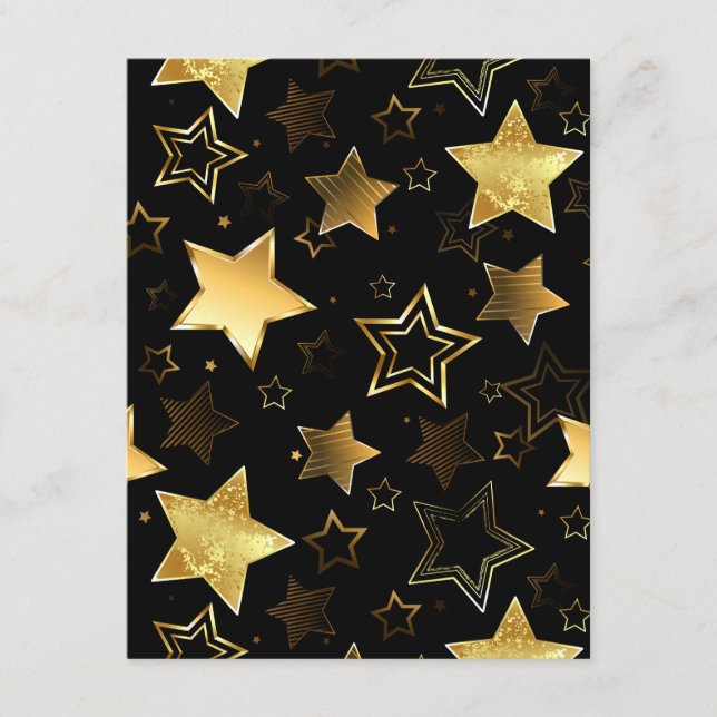 Carte D'accompagnement Motif sans couture avec étoiles d'or (Devant)