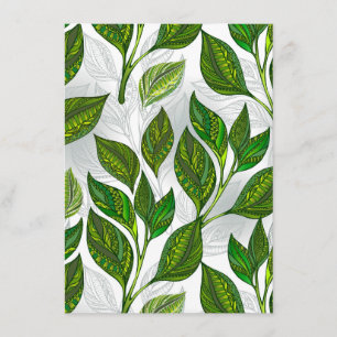 Carte D'accompagnement Motif sans couture avec Feuilles de thé vert