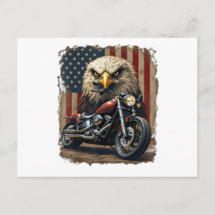 Carte D'accompagnement Motocyclette Drapeau USA Rétro Biker Chopper