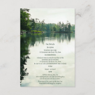Carte D'accompagnement Mountain Lake réflexion détails du mariage rustiqu
