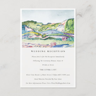 Carte D'accompagnement Mountain Scape Blush Green Mariage Réception