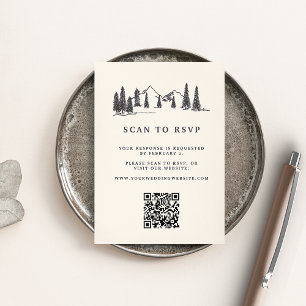 Carte D'accompagnement Mountain Sketch Mariage QR Code Website RSVP