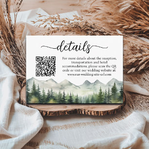 Carte D'accompagnement Mountains Pines QR Code Détails du Mariage