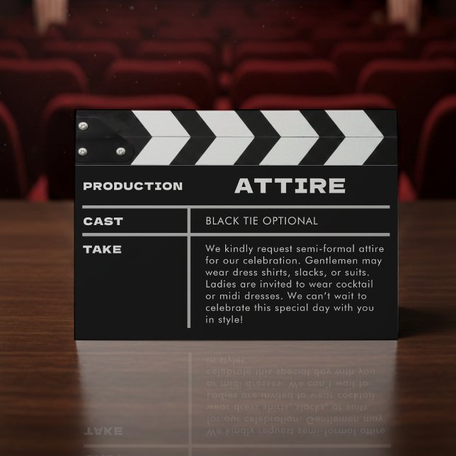 Carte D'accompagnement Movie Film Clap Board Wedding Attire (Movie Film Clap Board Wedding Attire Enclosure Card
)