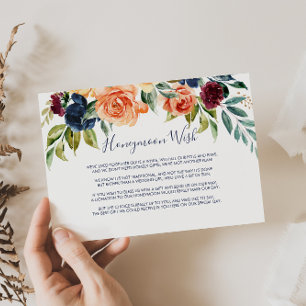 Carte D'accompagnement Multicolor Elégant souhait lune de miel florale
