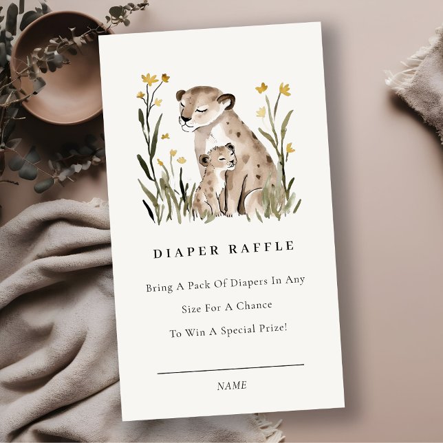 Carte D'accompagnement Mum Baby Tiger Foliage Diaper Raffle Baby Shower (Créateur téléchargé)