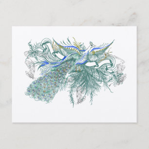 Carte D'accompagnement Musical Vintage Peacock Bird Mariage Wishing well