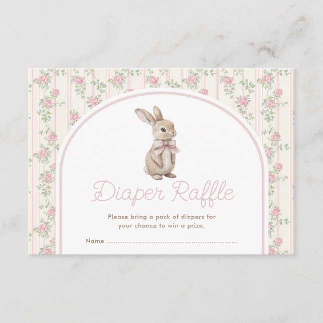 Carte D'accompagnement Muted Blush Bunny Rabbit Baby Shower Diaper Raffle (Devant)