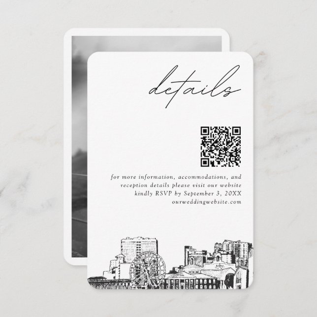 Carte D'accompagnement Myrtle Beach Détails de mariage QR Code Petit (Devant / Derrière)