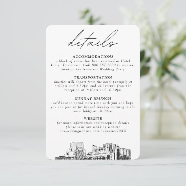 Carte D'accompagnement Myrtle Beach Wedding Petits Détails Verticaux (Debout devant)