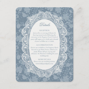 Carte D'accompagnement Nappe en dentelle bleue détails floraux vintage ma