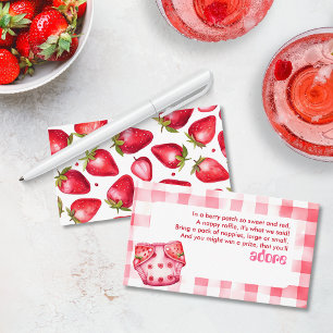 Carte D'accompagnement Nappy Baby shower de fraise En vichy rose