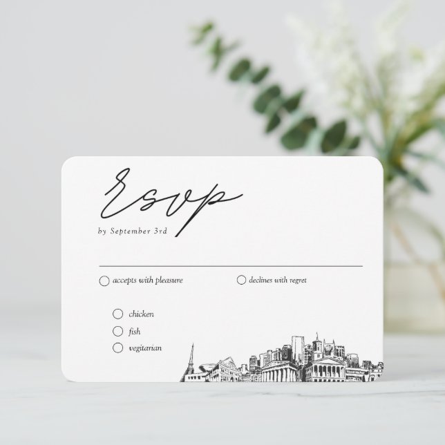 Carte D'accompagnement Nashville Mariage traditionnel RSVP options de rep (Debout devant)