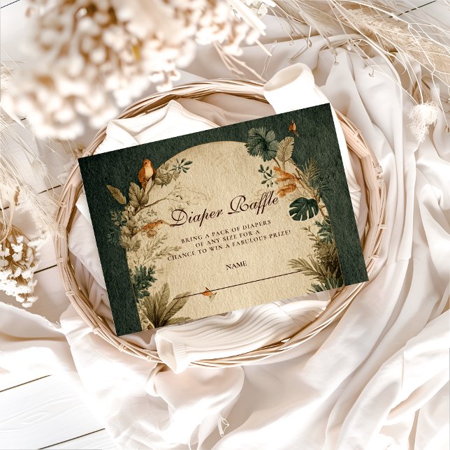 Carte D'accompagnement Natural Safari Leaves Diapper Raffle (Créateur téléchargé)
