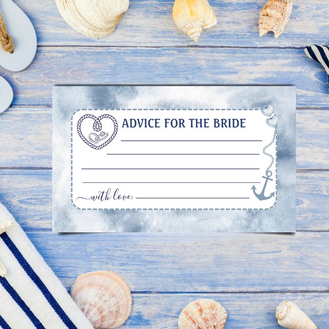 Carte D'accompagnement Nautical Advice for The Bride Bridal Shower Anchor (Nautical Advice for The Bride Bridal Shower Anchor Card destination wedding tropical sea beach theme)