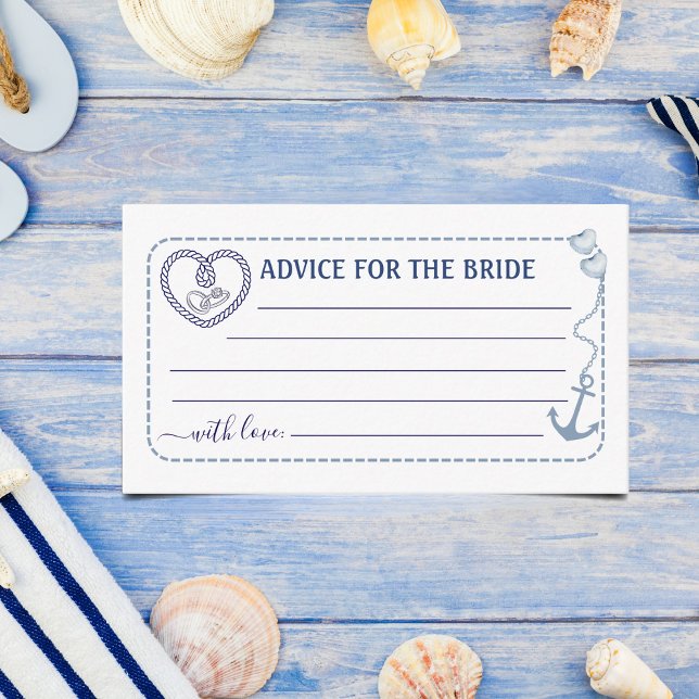 Carte D'accompagnement Nautical Advice for The Bride Bridal Shower Anchor (Advice for the Bride Enclosure Card | Nautical “Message in a Bottle” Theme)