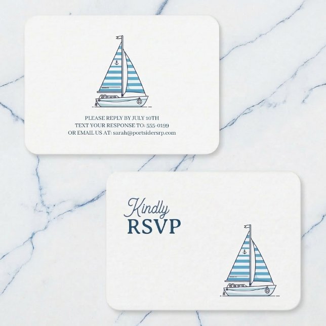 Carte D'accompagnement Nautical Blue Sailboat Birthday RSVP (Keep your theme on course.)