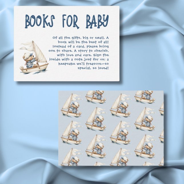 Carte D'accompagnement Nautical Boy Sailor Nounours Books Baby shower (Nautical Boy Sailor Teddy Bears Books Baby Shower Enclosure Card)
