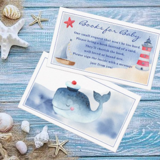 Carte D'accompagnement Nautical Genre Neutre Aquarelle Livres pour bébé (Créateur téléchargé)