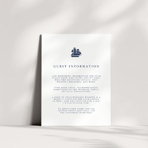 Carte D'accompagnement Nautical Navy & White Ship Mariage Détails sur l'i