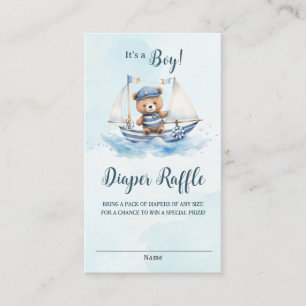 Carte D'accompagnement Nautique Cute Teddy Bear Bateau Baby Diaper Raffle