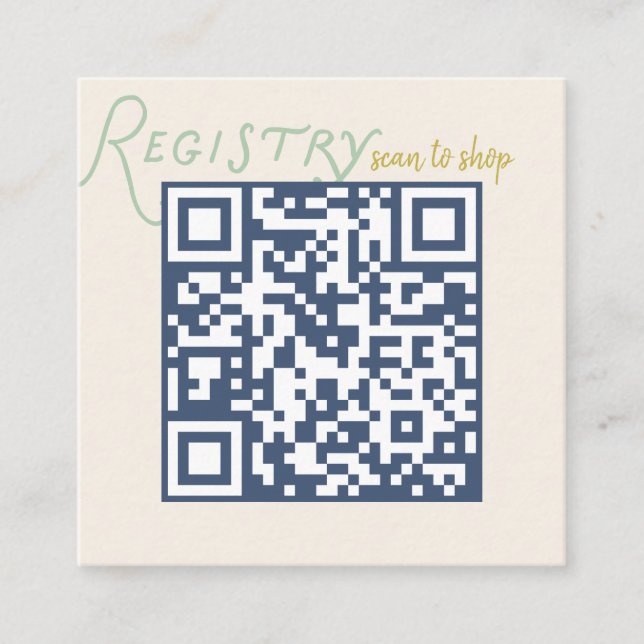 Carte D'accompagnement Navy and Mint Doodle Baby Registry QR Code (Devant)