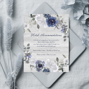 Carte D'accompagnement Navy Blue Silver Grey Floral Hôtel Hébergements