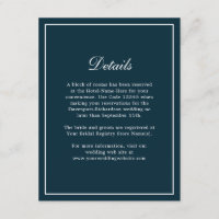 Navy Blue Simple Elegant Wedding Info Détails