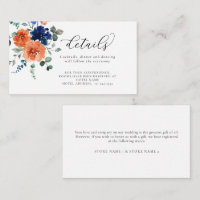 Navy Burange Fall Floral Détails du Mariage