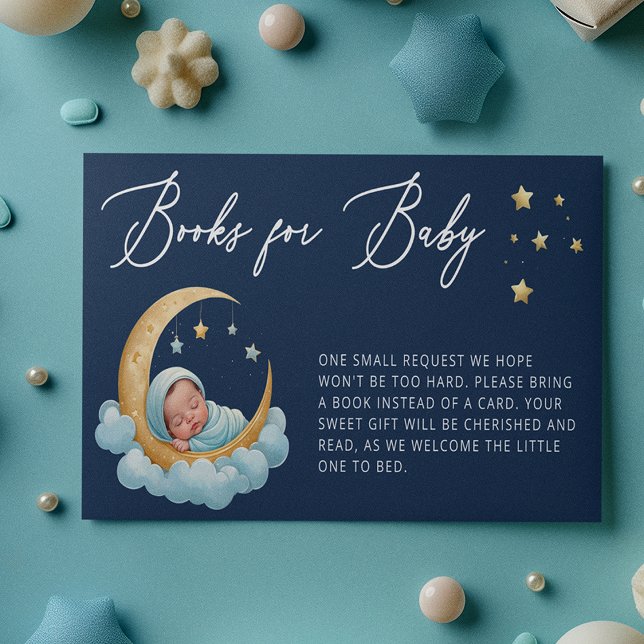 Carte D'accompagnement Navy Celestial Moon Stars Books for Baby Card (Créateur téléchargé)