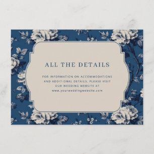Carte D'accompagnement Navy Élégant Floral