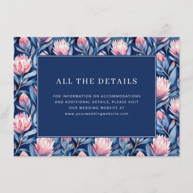 Carte D'accompagnement Navy Floral Élégant (Devant)