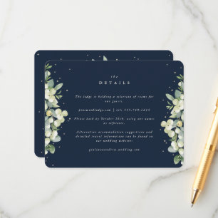 Carte D'accompagnement Navy Snowberry+Eucalyptus Mariage bordé Détails