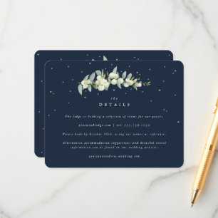 Carte D'accompagnement Navy Snowberry+Eucalyptus Stem Détails du Mariage