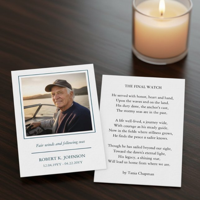 Carte D'accompagnement Navy Veteran Prayer Card Tribute Poem Handout Card (Wallet prayer card with photo and ex-serviceman poem (all wording editable))