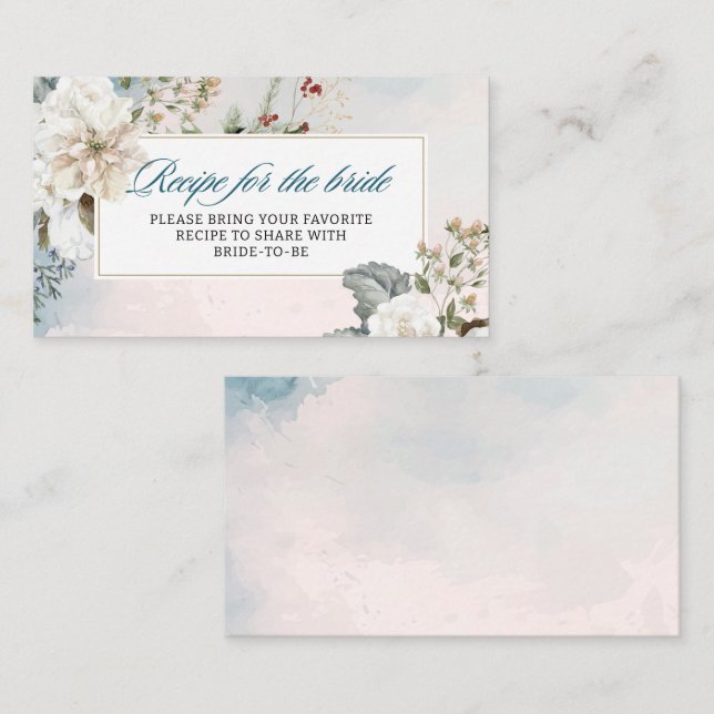 Carte D'accompagnement Neige en amour hiver Fête des mariées florale Rece (Devant / Derrière)