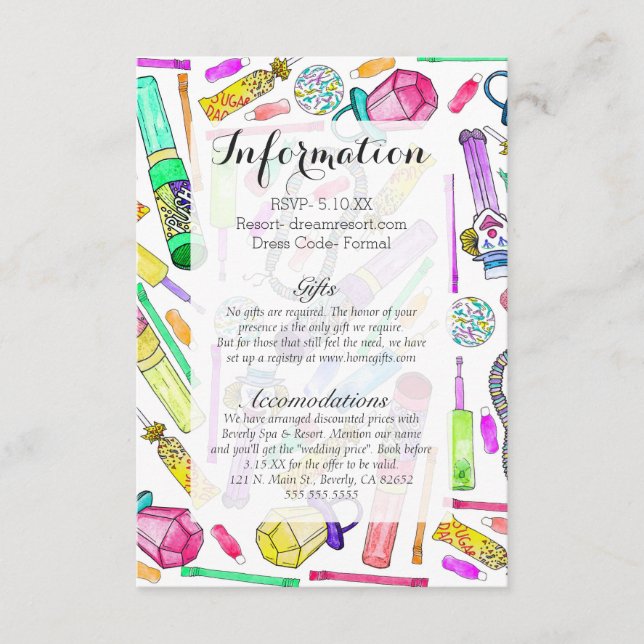 Carte D'accompagnement Neon 80's 90's Retro Funny Candy Motif (Devant)