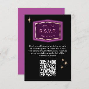 Carte D'accompagnement Neon Sign Vegas Mariage QR code Online RSVP